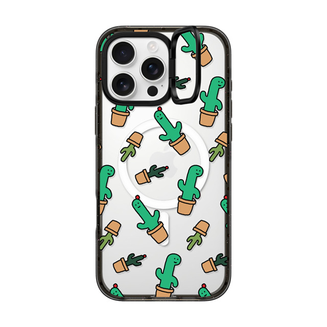 JOGUMAN x CASETiFY iPhone 16 Pro Max ケース ブラック インパクトリングスタンドケース MagSafe対応 Cactus Brachio