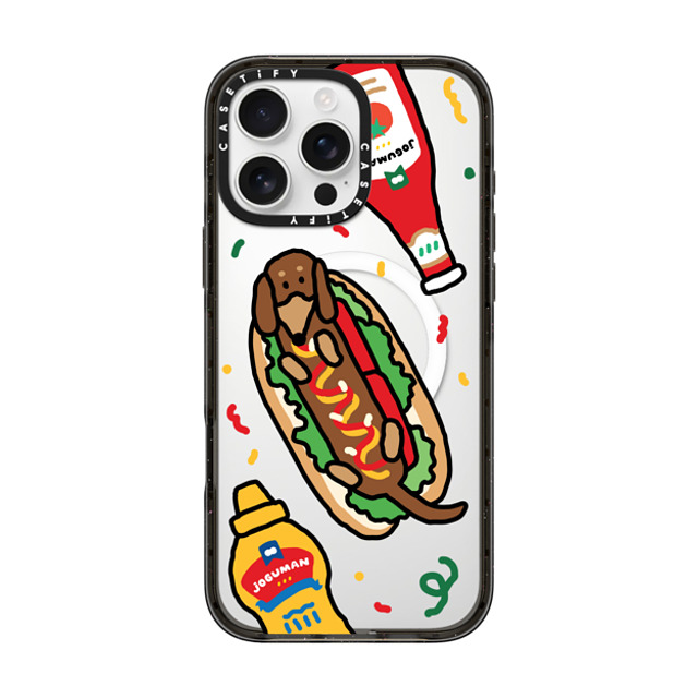 JOGUMAN x CASETiFY iPhone 16 Pro Max ケース ブラック インパクトケース MagSafe対応 Woody the Hotdog