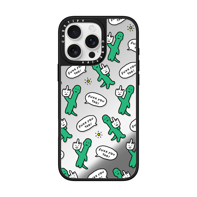 JOGUMAN x CASETiFY iPhone 16 Pro Max ケース Silver on Black ミラーケース MagSafe対応 Talk to the hand