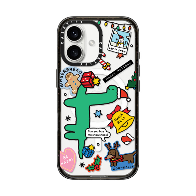 JOGUMAN x CASETiFY iPhone 16 ケース ブラック インパクトケース MagSafe対応 Brachio Holiday Sticker