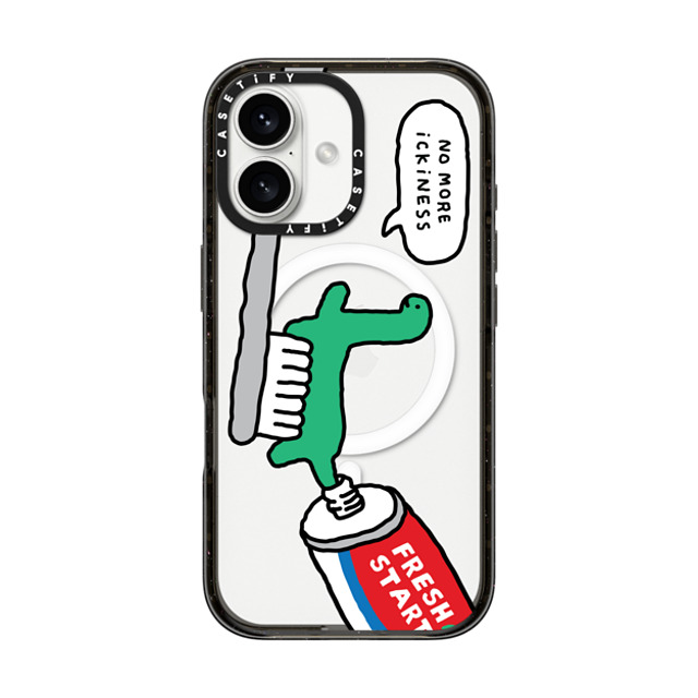 JOGUMAN x CASETiFY iPhone 16 ケース ブラック インパクトケース MagSafe対応 Fresh start, Brachio