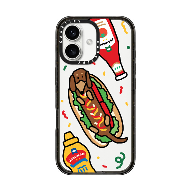 JOGUMAN x CASETiFY iPhone 16 ケース ブラック インパクトケース Woody the Hotdog