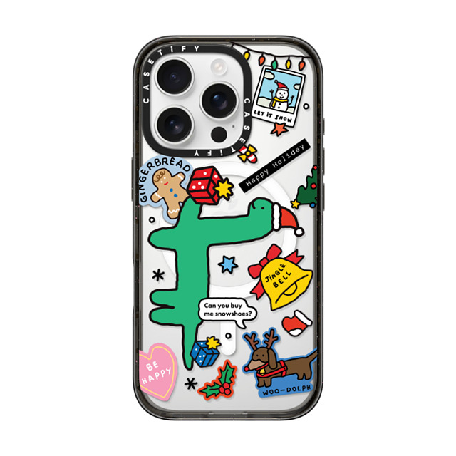 JOGUMAN x CASETiFY iPhone 16 Pro ケース ブラック インパクトケース MagSafe対応 Brachio Holiday Sticker