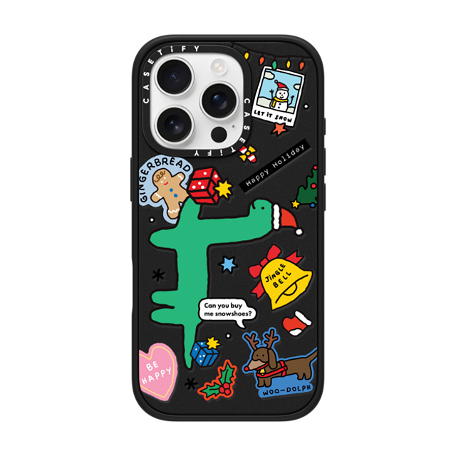 JOGUMAN x CASETiFY iPhone 16 Pro ケース マットブラック インパクトケース MagSafe対応 Brachio Holiday Sticker