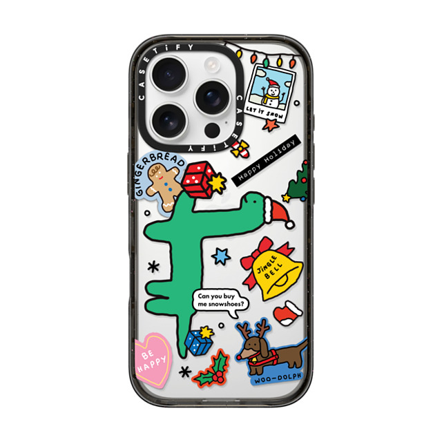 JOGUMAN x CASETiFY iPhone 16 Pro ケース ブラック インパクトケース Brachio Holiday Sticker