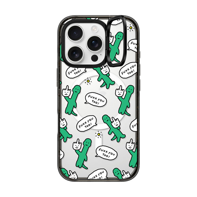 JOGUMAN x CASETiFY iPhone 16 Pro ケース ブラック インパクトリングスタンドケース MagSafe対応 Talk to the hand