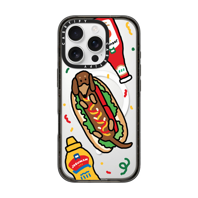 JOGUMAN x CASETiFY iPhone 16 Pro ケース ブラック インパクトケース MagSafe対応 Woody the Hotdog