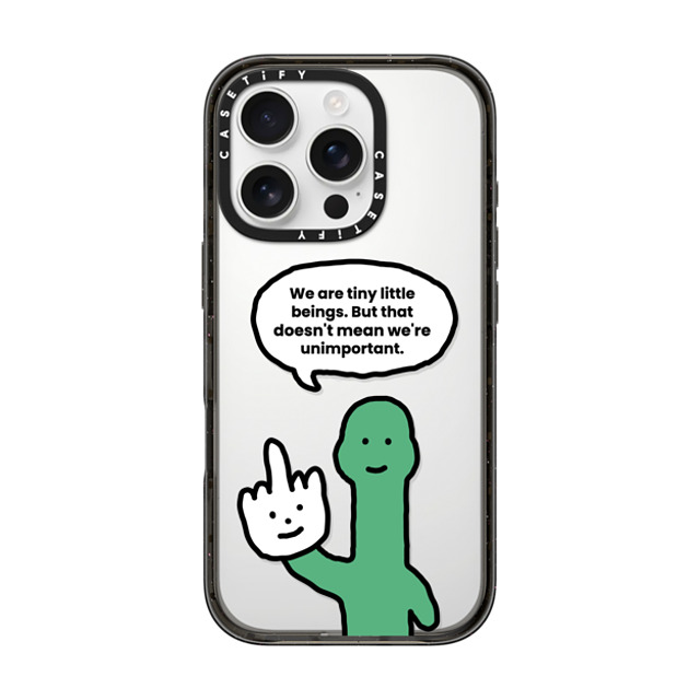 JOGUMAN x CASETiFY iPhone 16 Pro ケース ブラック インパクトケース I Have Something To Say Custom Case - (We are tiny little beings. But that doesn't mean we're unimportant.)