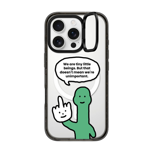 JOGUMAN x CASETiFY iPhone 16 Pro ケース ブラック インパクトリングスタンドケース MagSafe対応 I Have Something To Say Custom Case - (We are tiny little beings. But that doesn't mean we're unimportant.)