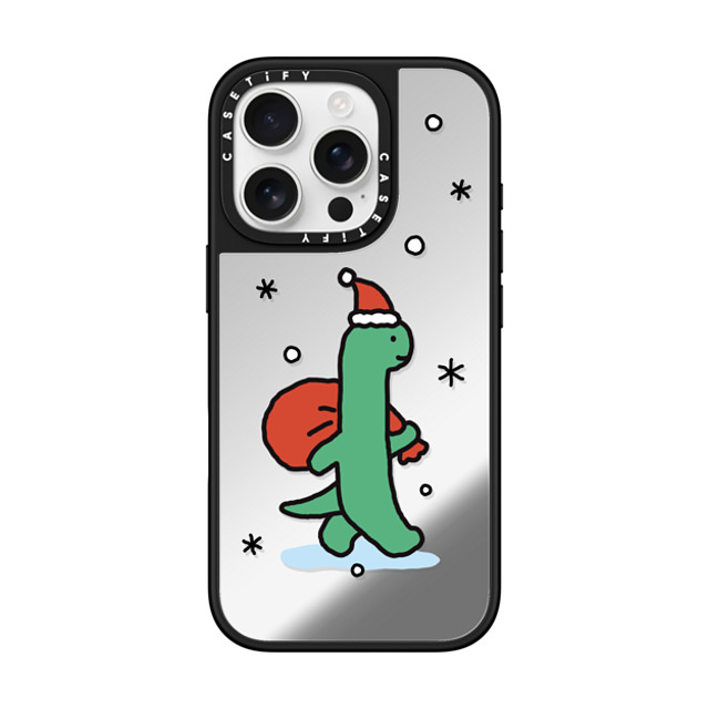 JOGUMAN x CASETiFY iPhone 16 Pro ケース Silver on Black ミラーケース MagSafe対応 Brachio becomes Santa