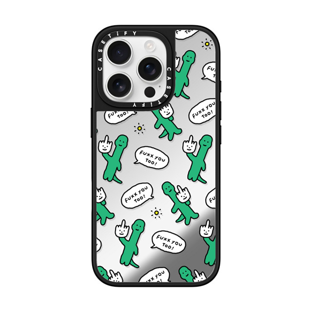 JOGUMAN x CASETiFY iPhone 16 Pro ケース Silver on Black ミラーケース MagSafe対応 Talk to the hand