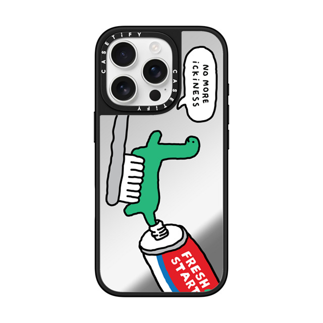 JOGUMAN x CASETiFY iPhone 16 Pro ケース Silver on Black ミラーケース MagSafe対応 Fresh start, Brachio