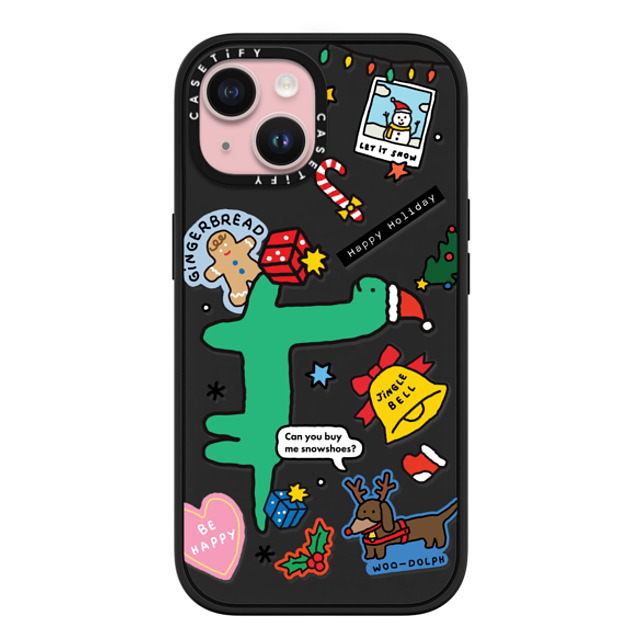 JOGUMAN x CASETiFY iPhone 15 ケース マットブラック インパクトケース MagSafe対応 Brachio Holiday Sticker