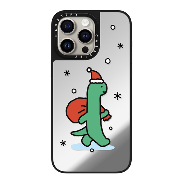 JOGUMAN x CASETiFY iPhone 15 Pro Max ケース Silver on Black ミラーケース MagSafe対応 Brachio becomes Santa