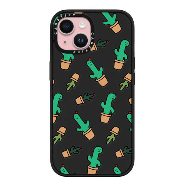 JOGUMAN x CASETiFY iPhone 15 ケース マットブラック インパクトケース MagSafe対応 Cactus Brachio