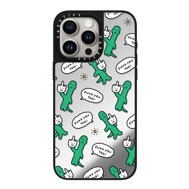 JOGUMAN x CASETiFY iPhone 15 Pro Max ケース Silver on Black ミラーケース MagSafe対応 Talk to the hand