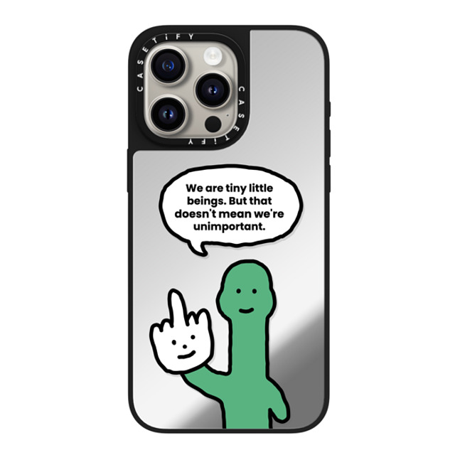 JOGUMAN x CASETiFY iPhone 15 Pro Max ケース Silver on Black ミラーケース MagSafe対応 I Have Something To Say Custom Case - (We are tiny little beings. But that doesn't mean we're unimportant.)