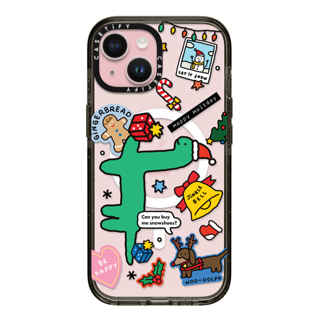 JOGUMAN x CASETiFY iPhone 15 ケース ブラック インパクトケース MagSafe対応 Brachio Holiday Sticker