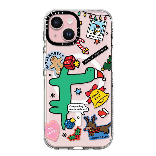 JOGUMAN x CASETiFY iPhone 15 ケース クリア クリア ケース MagSafe対応 Brachio Holiday Sticker