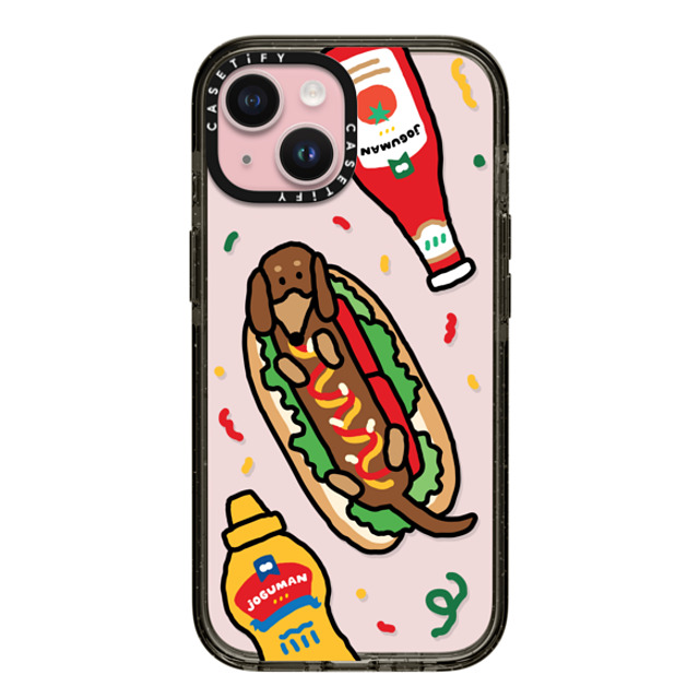 JOGUMAN x CASETiFY iPhone 15 ケース ブラック インパクトケース Woody the Hotdog