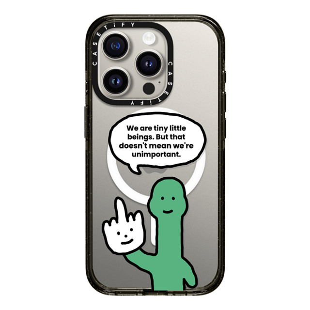 JOGUMAN x CASETiFY iPhone 15 Pro ケース ブラック インパクトケース MagSafe対応 I Have Something To Say Custom Case - (We are tiny little beings. But that doesn't mean we're unimportant.)