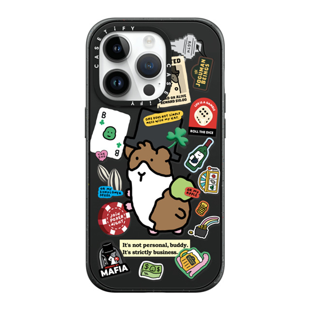 JOGUMAN x CASETiFY iPhone 14 Pro ケース マットブラック インパクトケース MagSafe対応 Rigatoni the Guinea Pig