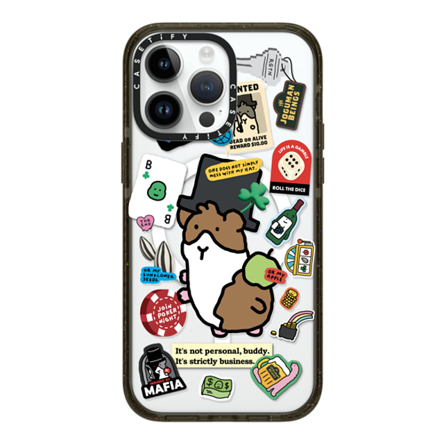 JOGUMAN x CASETiFY iPhone 14 Pro Max ケース ブラック インパクトケース MagSafe対応 Rigatoni the Guinea Pig