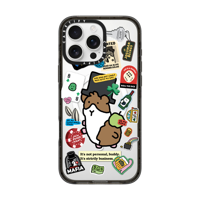 JOGUMAN x CASETiFY iPhone 16 Pro Max ケース ブラック インパクトケース MagSafe対応 Rigatoni the Guinea Pig