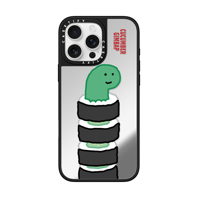 JOGUMAN x CASETiFY iPhone 16 Pro Max ケース Silver on Black ミラーケース MagSafe対応 Brachio Cucumber Gimbap