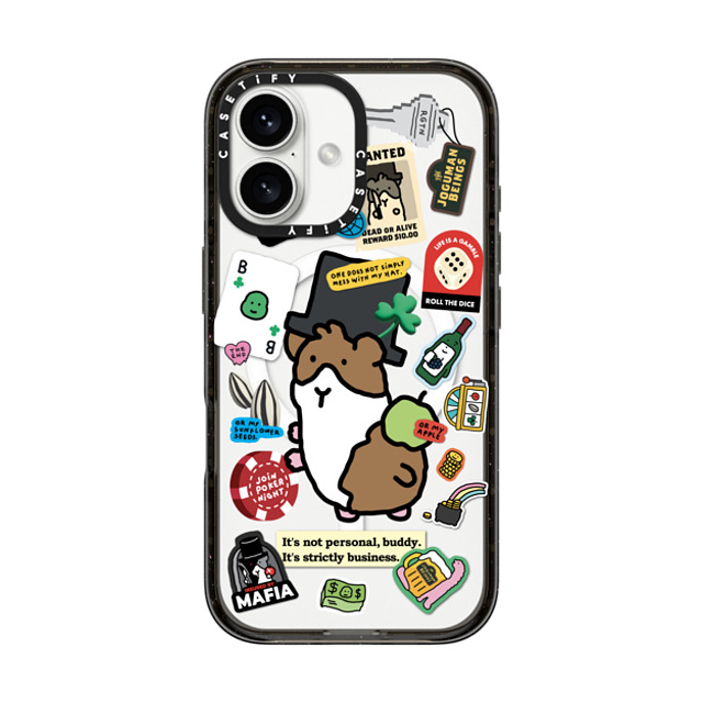 JOGUMAN x CASETiFY iPhone 16 ケース ブラック インパクトケース MagSafe対応 Rigatoni the Guinea Pig