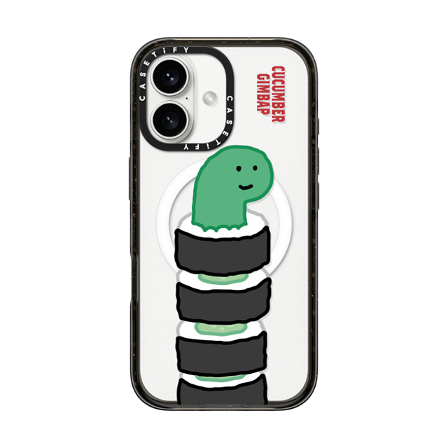 JOGUMAN x CASETiFY iPhone 16 ケース ブラック インパクトケース MagSafe対応 Brachio Cucumber Gimbap