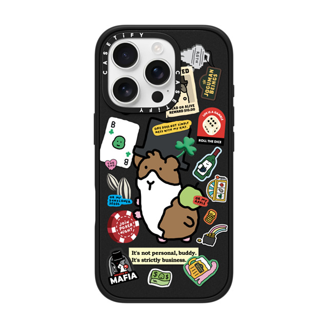 JOGUMAN x CASETiFY iPhone 16 Pro ケース マットブラック インパクトケース MagSafe対応 Rigatoni the Guinea Pig