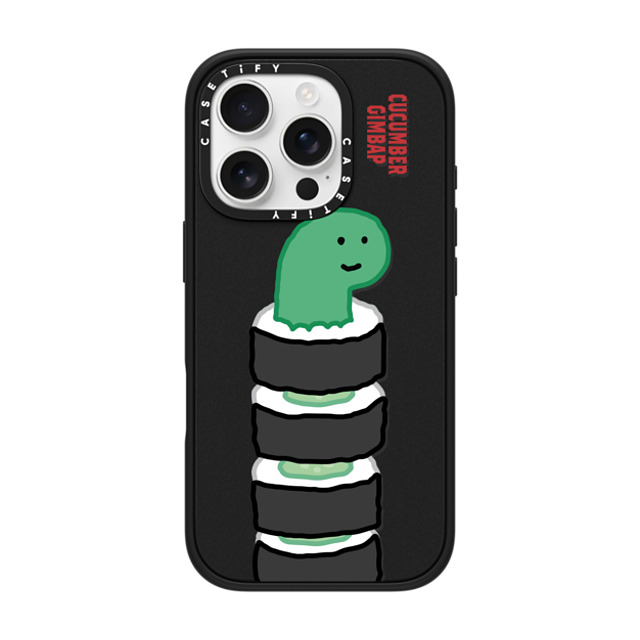 JOGUMAN x CASETiFY iPhone 16 Pro ケース マットブラック インパクトケース MagSafe対応 Brachio Cucumber Gimbap