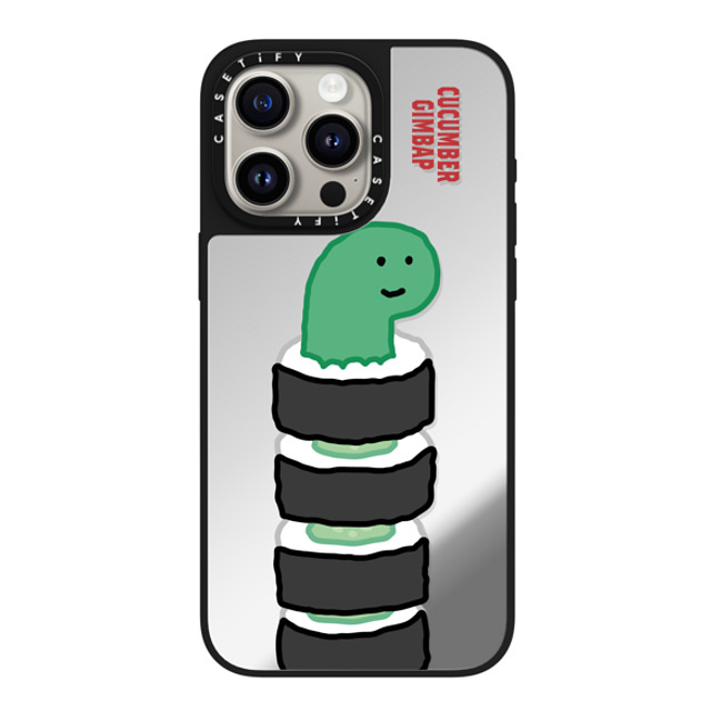 JOGUMAN x CASETiFY iPhone 15 Pro Max ケース Silver on Black ミラーケース MagSafe対応 Brachio Cucumber Gimbap