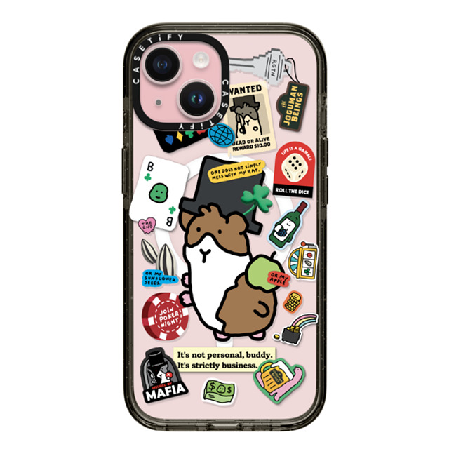 JOGUMAN x CASETiFY iPhone 15 ケース Sticker,Animal ブラック インパクトケース MagSafe対応 Rigatoni the Guinea Pig Father's Day JOGUMAN x CASETiFY iPhone 15 ケース Sticker,Animal ブラック インパクトケース MagSafe対応 Rigatoni the Guinea Pig Father's Day