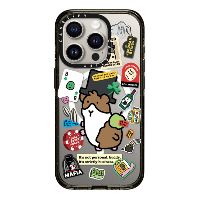 JOGUMAN x CASETiFY iPhone 15 Pro ケース ブラック インパクトケース MagSafe対応 Rigatoni the Guinea Pig