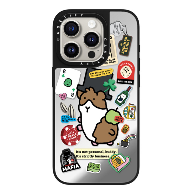JOGUMAN x CASETiFY iPhone 15 Pro Case Silver on Black ミラーケース MagSafe対応 Rigatoni the Guinea Pig JOGUMAN x CASETiFY iPhone 15 Pro Case Silver on Black ミラーケース MagSafe対応 Rigatoni the Guinea Pig