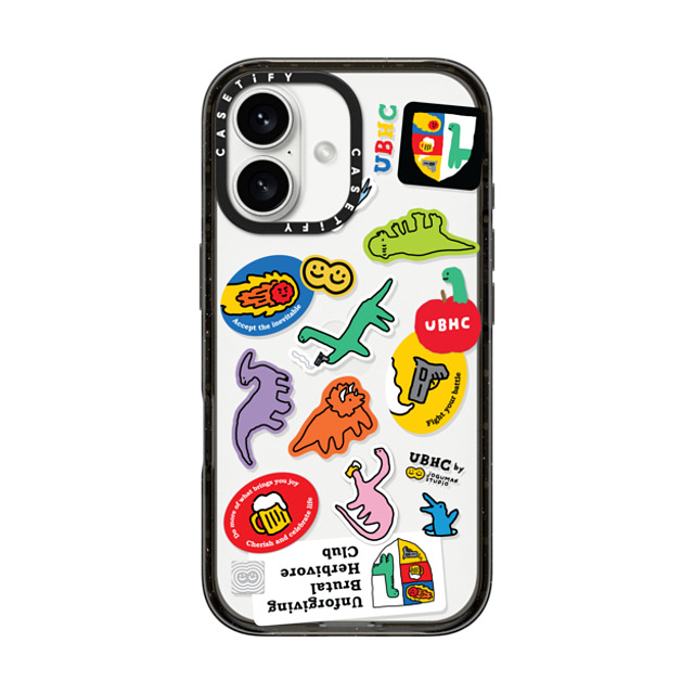 JOGUMAN x CASETiFY iPhone 16 ケース ブラック インパクトケース UBHC Sticker