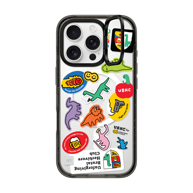 JOGUMAN x CASETiFY iPhone 16 Pro ケース ブラック インパクトリングスタンドケース MagSafe対応 UBHC Sticker