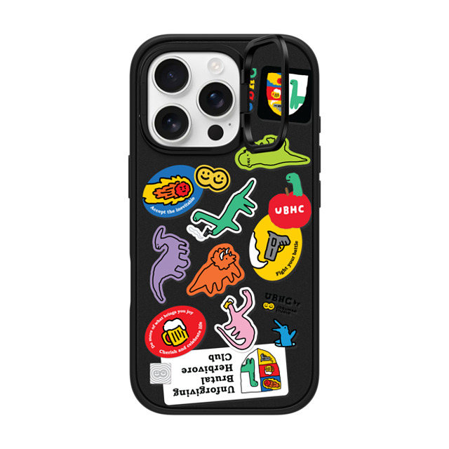 JOGUMAN x CASETiFY iPhone 16 Pro ケース マットブラック インパクトリングスタンドケース MagSafe対応 UBHC Sticker