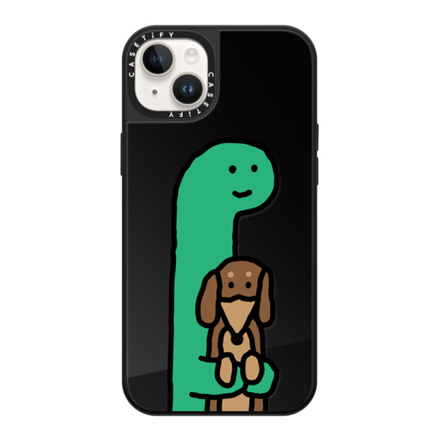 JOGUMAN x CASETiFY iPhone 14 Plus Case Dog,Dinosaur Black on Black ~[P[X MagSafeΉ Hold me