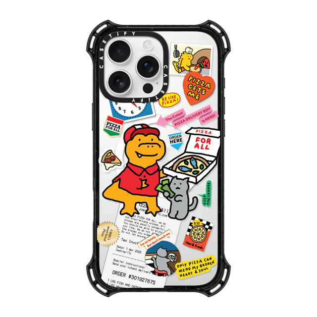 JOGUMAN x CASETiFY iPhone 16 Pro Max ケース ブラック バウンスケース Cutest Pizza Boy