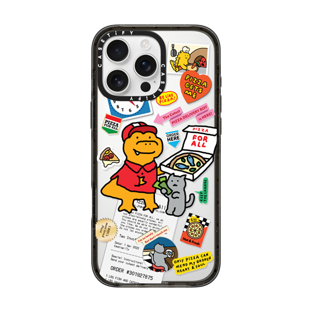 JOGUMAN x CASETiFY iPhone 16 Pro Max ケース ブラック インパクトケース Cutest Pizza Boy