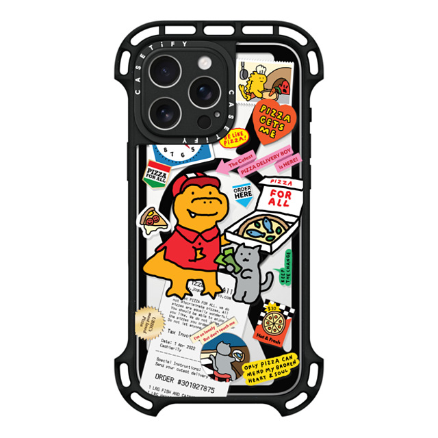 JOGUMAN x CASETiFY iPhone 16 Pro Max ケース ブラック ウルトラ バウンスケース MagSafe対応 Cutest Pizza Boy