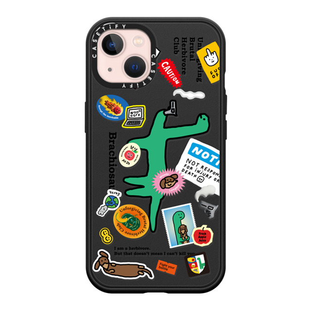 JOGUMAN x CASETiFY iPhone 13 ケース マットブラック インパクトケース MagSafe対応 Brachiosaurus Sticker