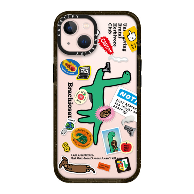 JOGUMAN x CASETiFY iPhone 13 ケース ブラック インパクトケース Brachiosaurus Sticker