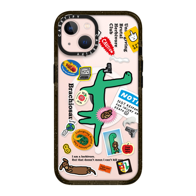 JOGUMAN x CASETiFY iPhone 13 ケース ブラック インパクトケース MagSafe対応 Brachiosaurus Sticker