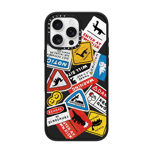 JOGUMAN x CASETiFY iPhone 16 Pro Max Case Sticker,Dinosaur Matte Black Impact Case MagSafe Compatible Beware of Dinosaurs Father's Day JOGUMAN x CASETiFY iPhone 16 Pro Max Case Sticker,Dinosaur Matte Black Impact Case MagSafe Compatible Beware of Dinosaurs Father's Day