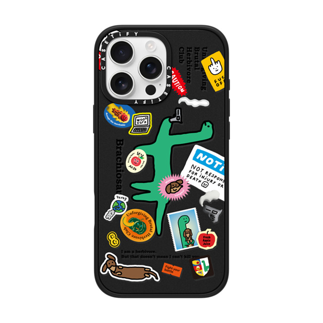 JOGUMAN x CASETiFY iPhone 16 Pro Max ケース マットブラック インパクトケース MagSafe対応 Brachiosaurus Sticker