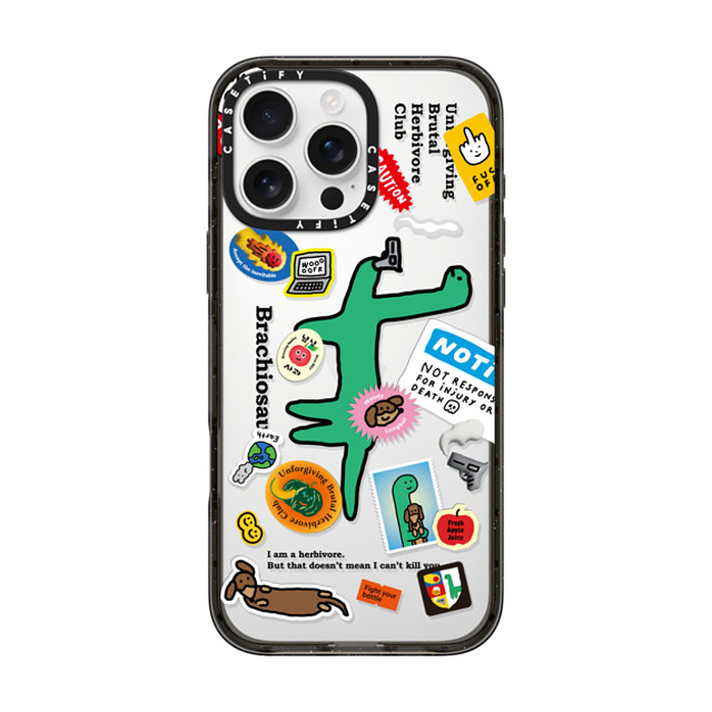 JOGUMAN x CASETiFY iPhone 16 Pro Max ケース ブラック インパクトケース Brachiosaurus Sticker